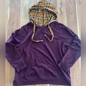 Maurice’s Maroon Hoodie with Orange Plaid Hood